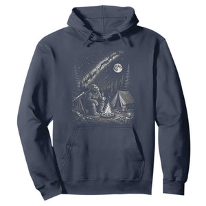 Bigfoot Camping Under Meteor Showers Hoodie Stargazer Gift TS12 Navy Print Your Wear