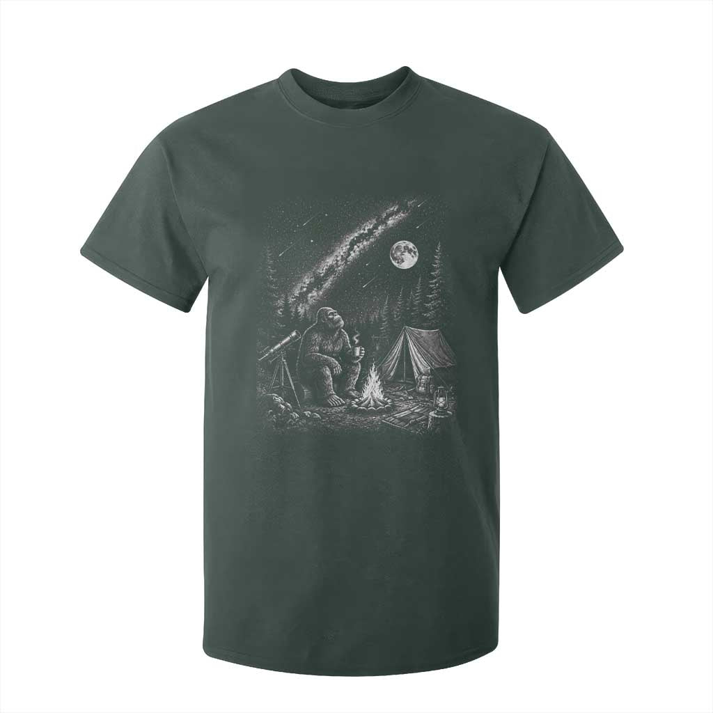 Bigfoot Camping Under Meteor Showers T Shirt For Kid Stargazer Gift TS12 Dark Forest Green Print Your Wear
