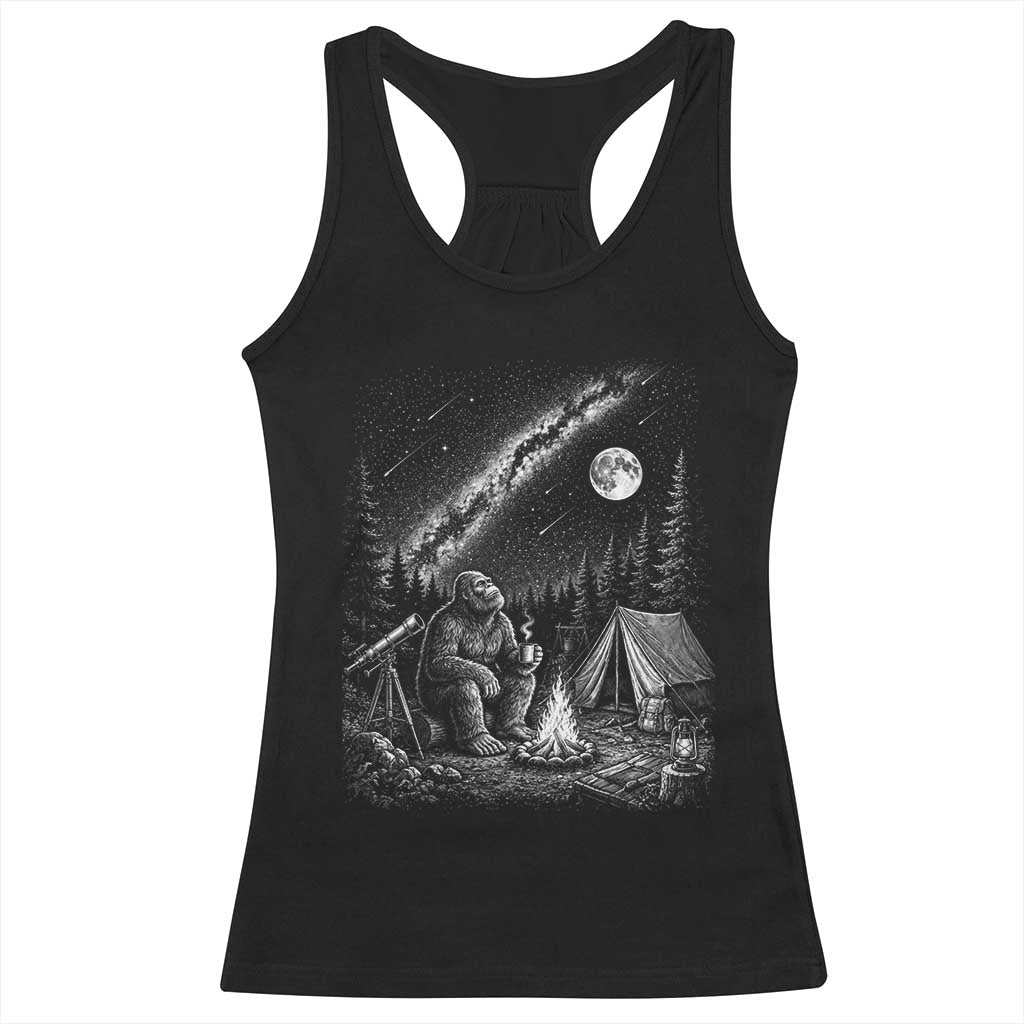 Bigfoot Camping Under Meteor Showers Racerback Tank Top Stargazer Gift TS12 Black Print Your Wear