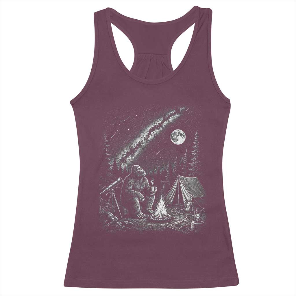 Bigfoot Camping Under Meteor Showers Racerback Tank Top Stargazer Gift TS12 Maroon Print Your Wear