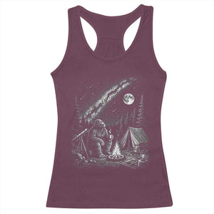 Bigfoot Camping Under Meteor Showers Racerback Tank Top Stargazer Gift TS12 Maroon Print Your Wear