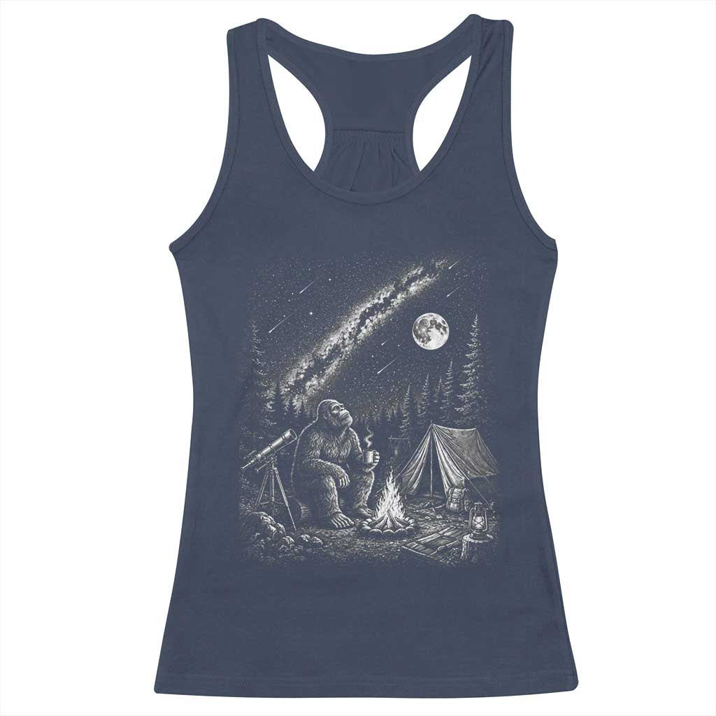 Bigfoot Camping Under Meteor Showers Racerback Tank Top Stargazer Gift TS12 Navy Print Your Wear