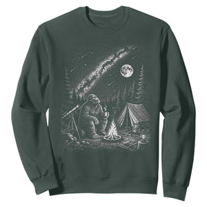 Bigfoot Camping Under Meteor Showers Sweatshirt Stargazer Gift TS12 Dark Forest Green Print Your Wear