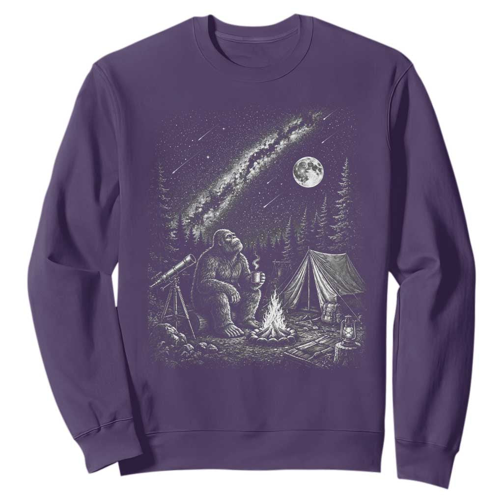 Bigfoot Camping Under Meteor Showers Sweatshirt Stargazer Gift TS12 Purple Print Your Wear