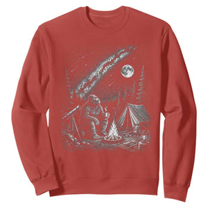 Bigfoot Camping Under Meteor Showers Sweatshirt Stargazer Gift TS12 Red Print Your Wear