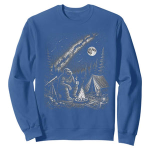Bigfoot Camping Under Meteor Showers Sweatshirt Stargazer Gift TS12 Royal Blue Print Your Wear