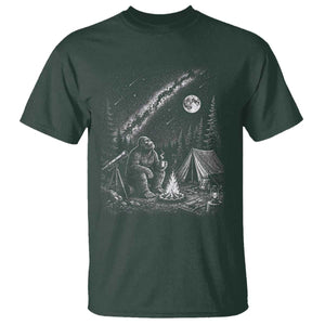 Bigfoot Camping Under Meteor Showers T Shirt Stargazer Gift TS12 Dark Forest Green Print Your Wear