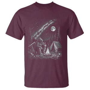 Bigfoot Camping Under Meteor Showers T Shirt Stargazer Gift TS12 Maroon Print Your Wear