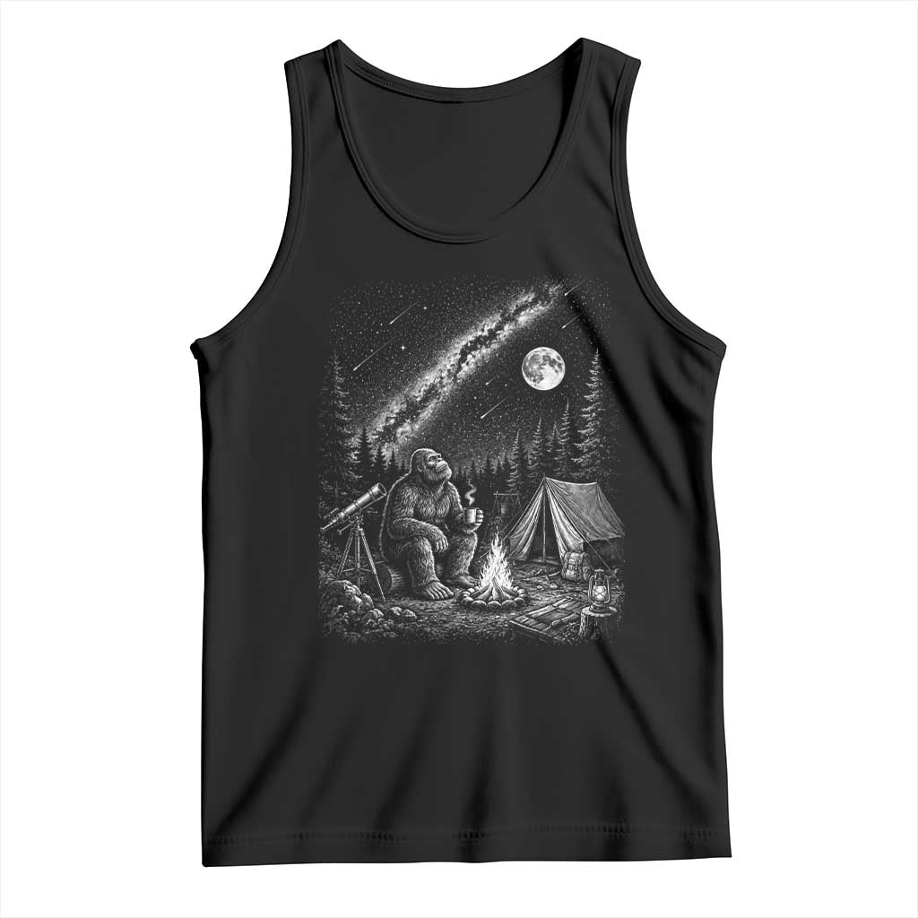 Bigfoot Camping Under Meteor Showers Tank Top Stargazer Gift TS12 Black Print Your Wear