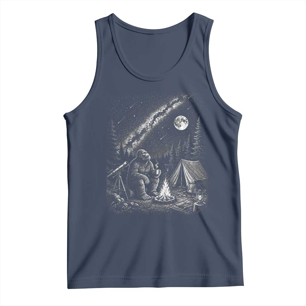 Bigfoot Camping Under Meteor Showers Tank Top Stargazer Gift TS12 Navy Print Your Wear