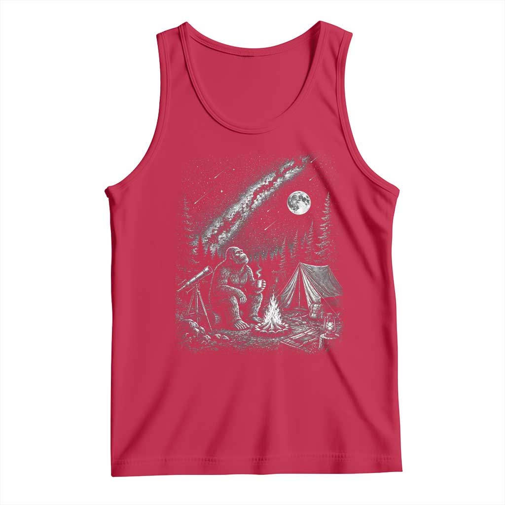 Bigfoot Camping Under Meteor Showers Tank Top Stargazer Gift TS12 Red Print Your Wear