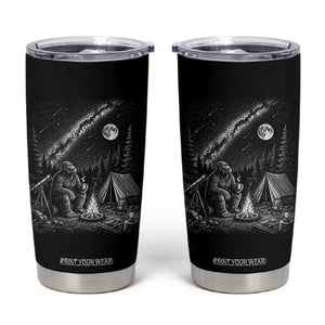 Bigfoot Camping Under Meteor Showers Tumbler Cup Stargazer Gift TS12 Black Print Your Wear