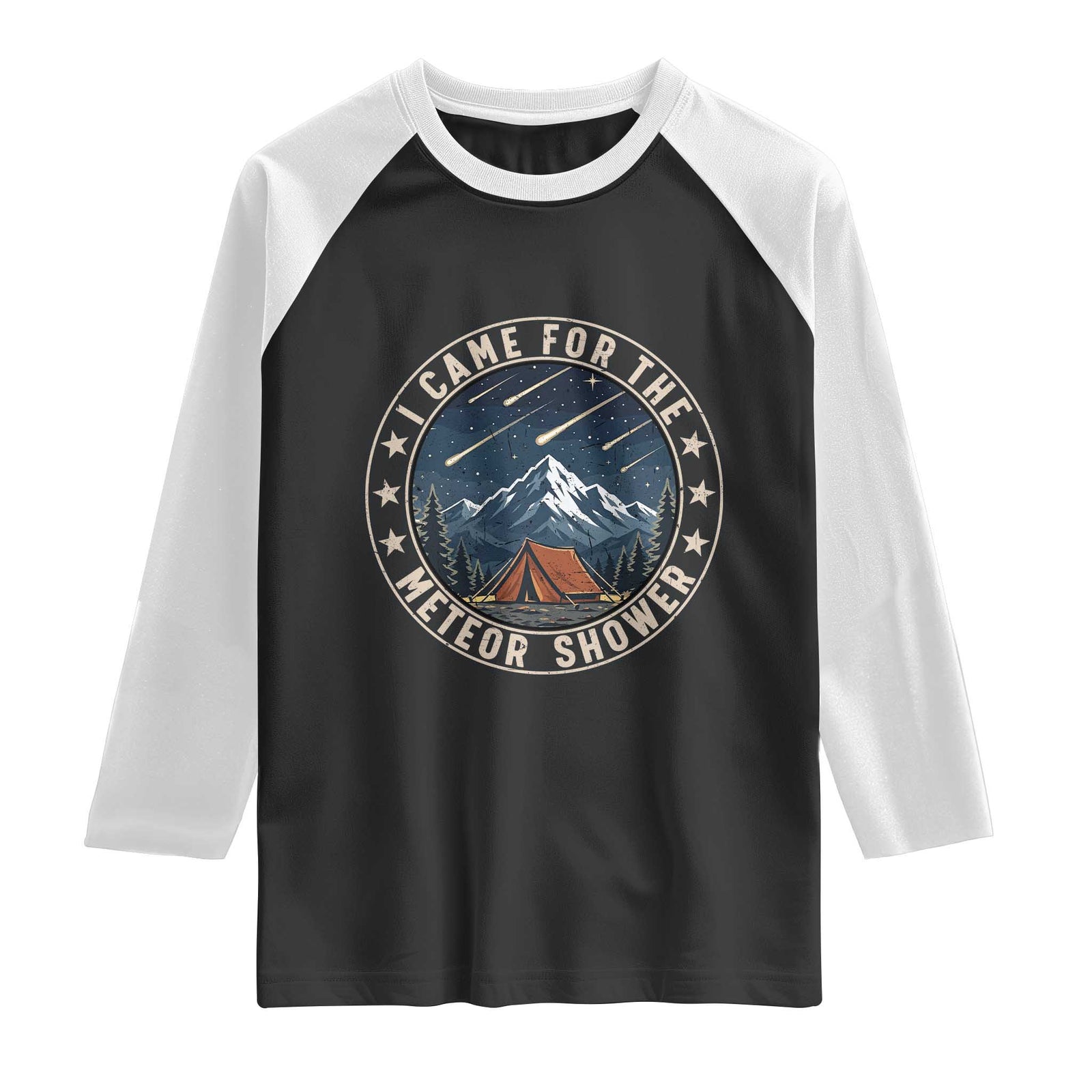 I Came For The Meteor Shower Raglan Shirt Funny Astronomy Camping TS12 Black White Print Your Wear