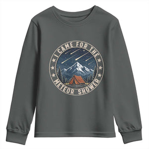 I Came For The Meteor Shower Youth Sweatshirt Funny Astronomy Camping TS12 Dark Heather Print Your Wear