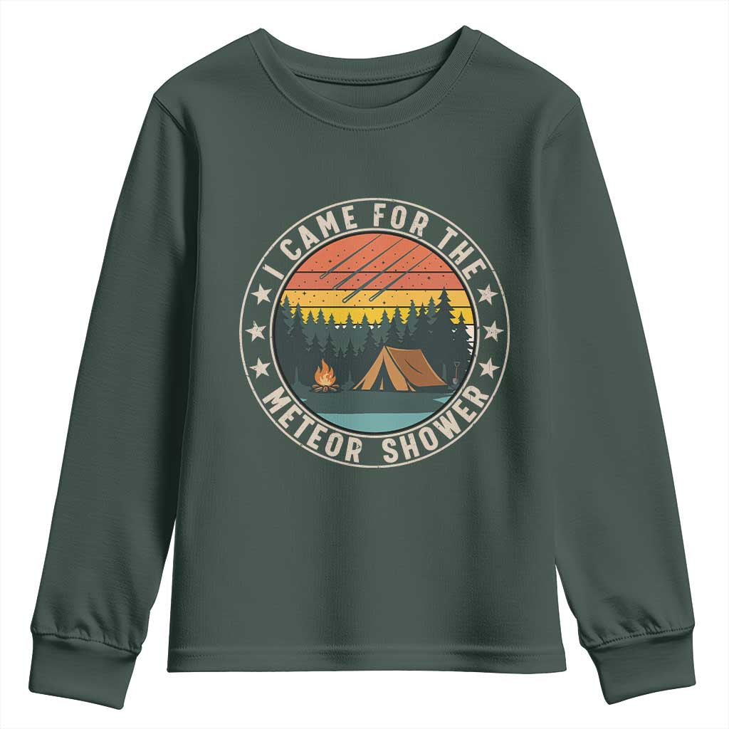 I Came For The Meteor Shower Youth Sweatshirt Stargazer Camping Gift TS12 Dark Forest Green Print Your Wear