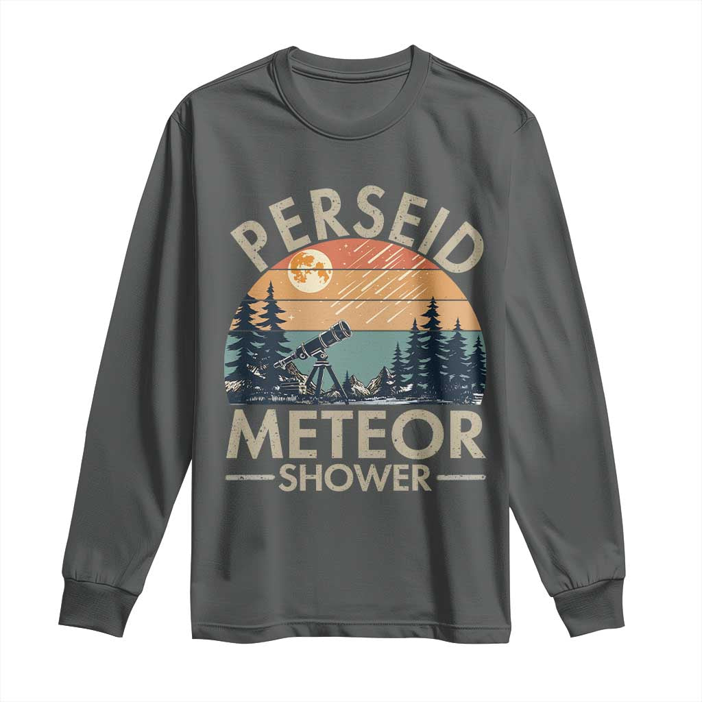 Perseid Meteor Shower Long Sleeve Shirt Vintage Astronomy Lover TS12 Dark Heather Print Your Wear