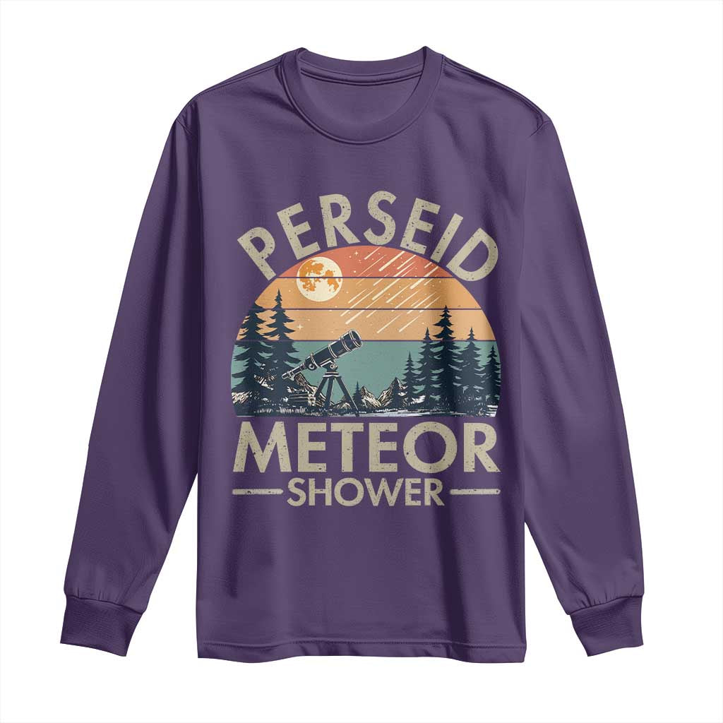 Perseid Meteor Shower Long Sleeve Shirt Vintage Astronomy Lover TS12 Purple Print Your Wear