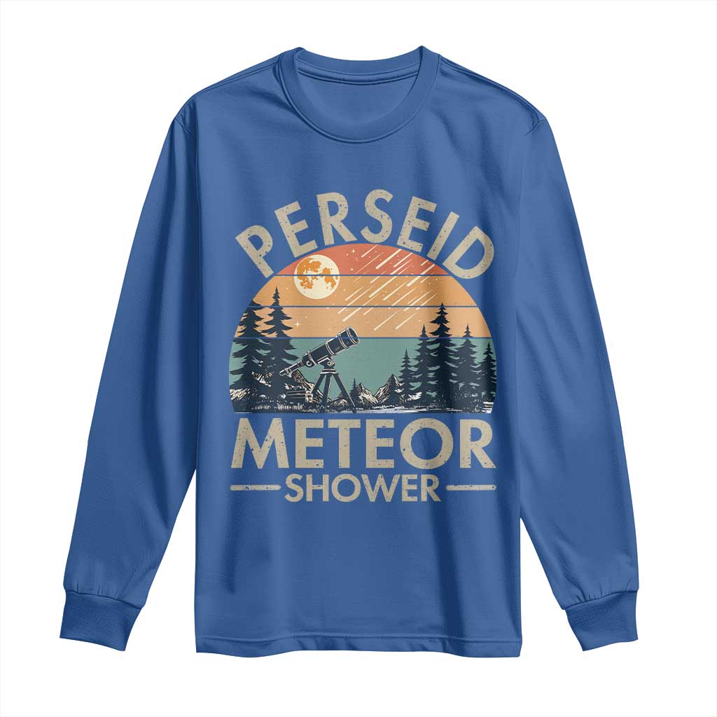 Perseid Meteor Shower Long Sleeve Shirt Vintage Astronomy Lover TS12 Royal Blue Print Your Wear
