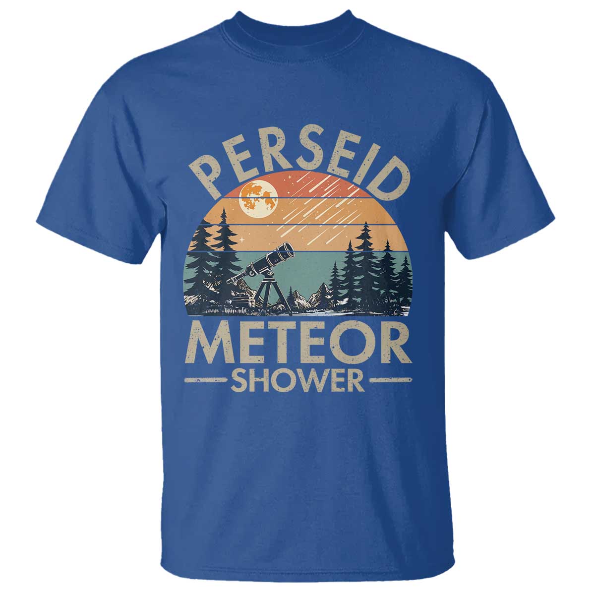 Perseid Meteor Shower T Shirt Vintage Astronomy Lover TS12 Royal Blue Print Your Wear