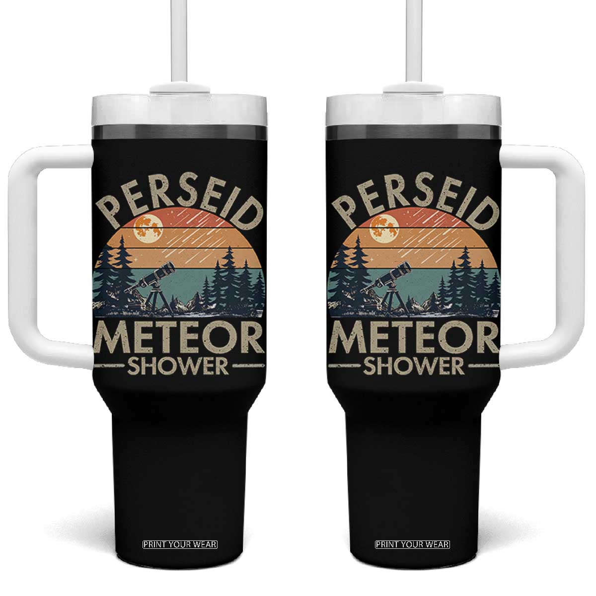 Perseid Meteor Shower Tumbler With Handle Vintage Astronomy Lover TS12 One Size: 40 oz Black Print Your Wear