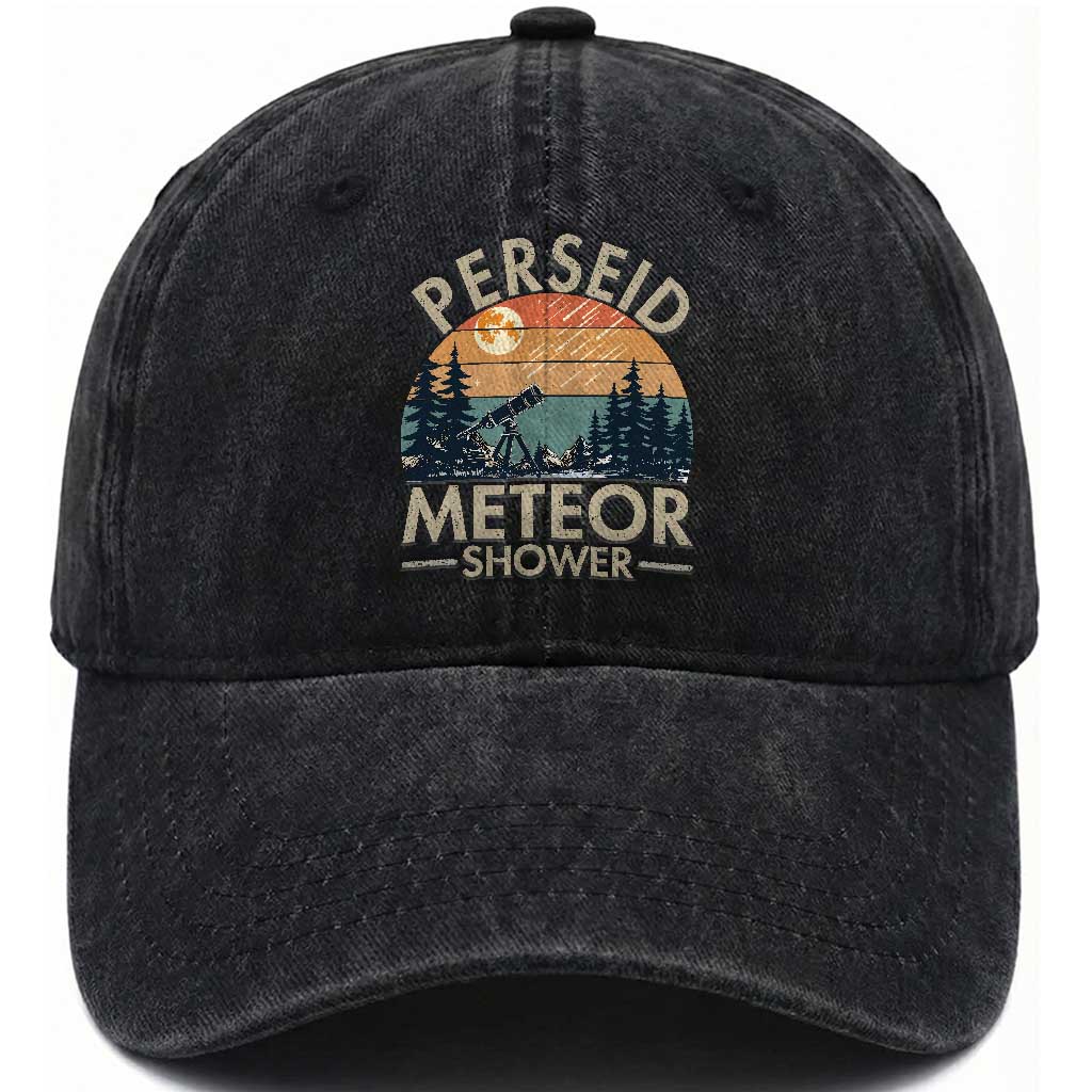 Perseid Meteor Shower Washed Cotton Baseball Cap Vintage Astronomy Lover TS12 Print Your Wear