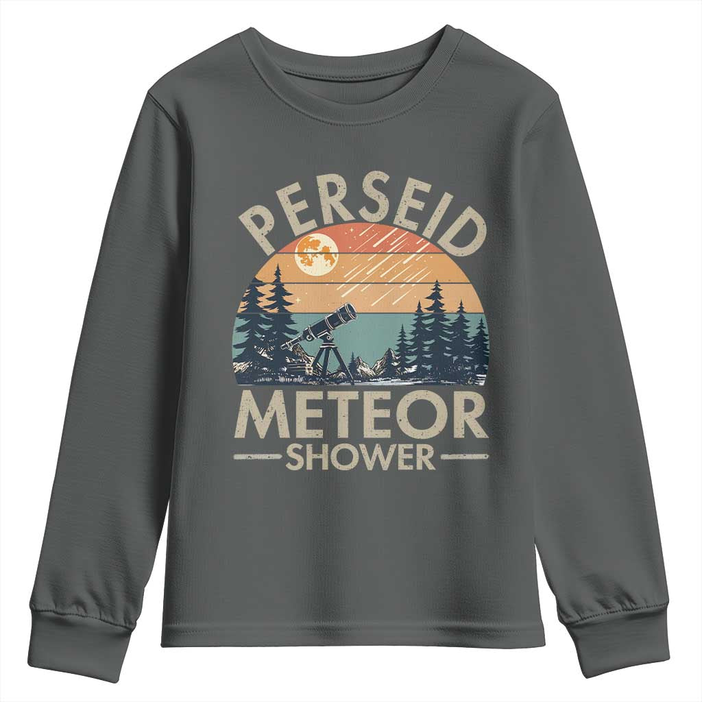 Perseid Meteor Shower Youth Sweatshirt Vintage Astronomy Lover TS12 Dark Heather Print Your Wear