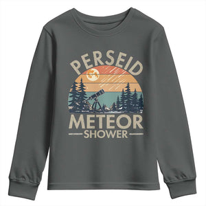 Perseid Meteor Shower Youth Sweatshirt Vintage Astronomy Lover TS12 Dark Heather Print Your Wear