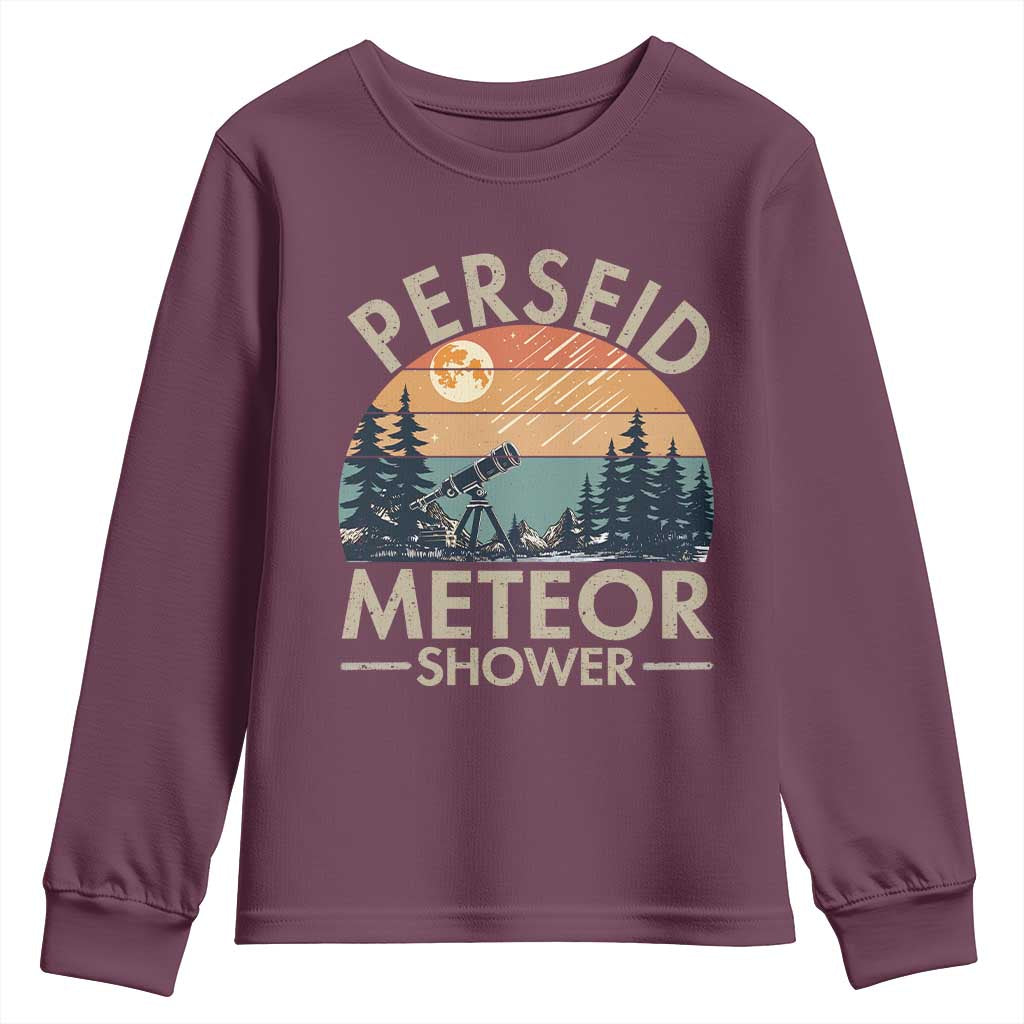 Perseid Meteor Shower Youth Sweatshirt Vintage Astronomy Lover TS12 Maroon Print Your Wear