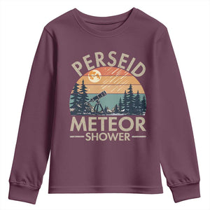 Perseid Meteor Shower Youth Sweatshirt Vintage Astronomy Lover TS12 Maroon Print Your Wear
