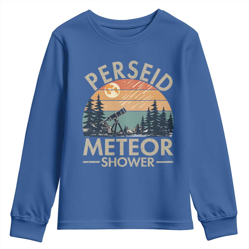 Perseid Meteor Shower Youth Sweatshirt Vintage Astronomy Lover TS12 Royal Blue Print Your Wear