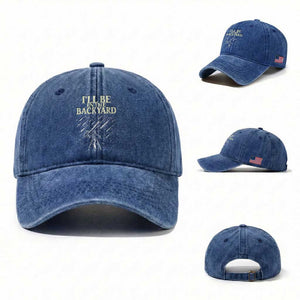 I'll Be In The Backyard Washed Cotton Baseball Cap Funny Astronomy Stargazer TS12 Washed Cap Universal Fit Royal Blue Print Your Wear