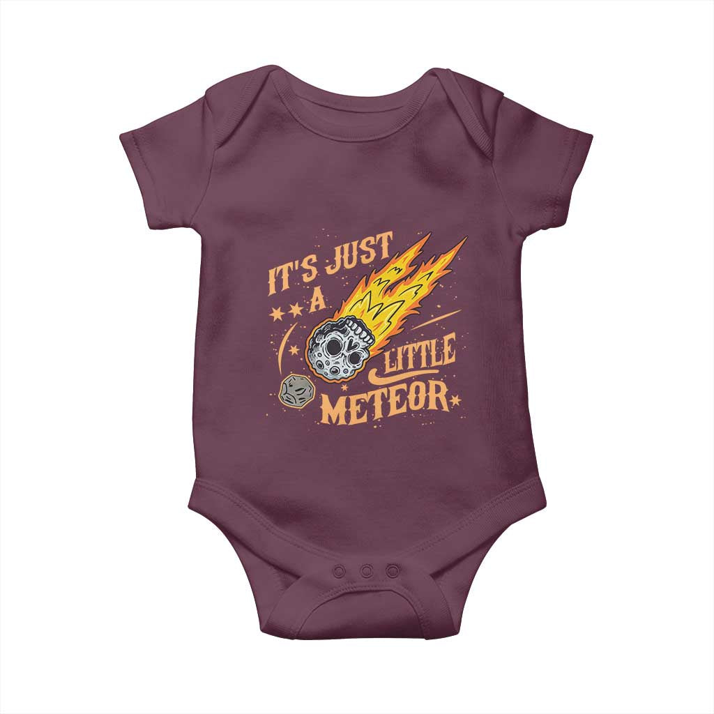 Funny Skull Meteorite Baby Onesie Just A Little Meteor TS12 Maroon Print Your Wear