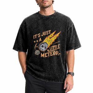 Funny Skull Meteorite Washed Cotton T-Shirt Just A Little Meteor