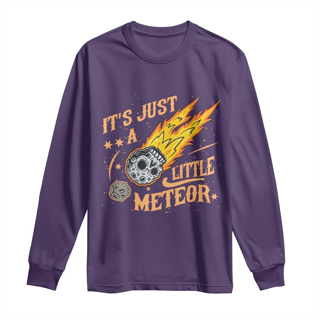 Funny Skull Meteorite Long Sleeve Shirt Just A Little Meteor TS12 Purple Print Your Wear