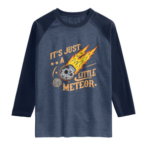 Funny Skull Meteorite Raglan Shirt Just A Little Meteor TS12 Heather Denim Navy Print Your Wear