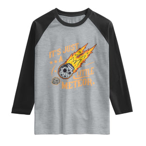 Funny Skull Meteorite Raglan Shirt Just A Little Meteor TS12 Heather Gray Black Print Your Wear