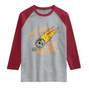 Funny Skull Meteorite Raglan Shirt Just A Little Meteor TS12 Heather Gray Heather Red Print Your Wear