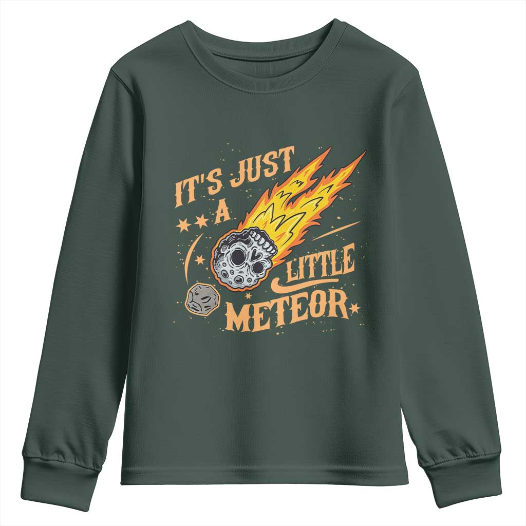 Funny Skull Meteorite Youth Sweatshirt Just A Little Meteor TS12 Dark Forest Green Print Your Wear