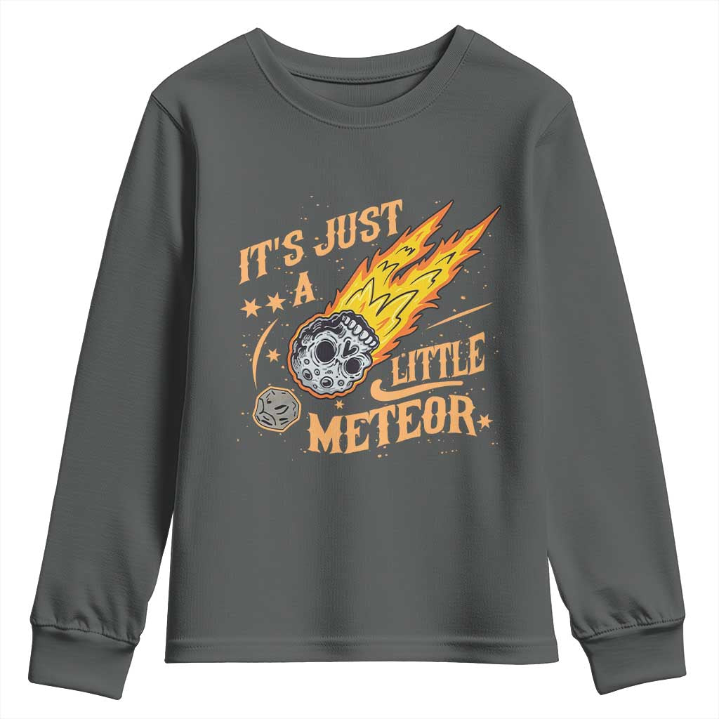 Funny Skull Meteorite Youth Sweatshirt Just A Little Meteor TS12 Dark Heather Print Your Wear