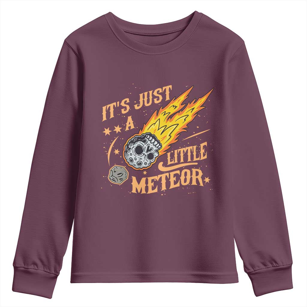 Funny Skull Meteorite Youth Sweatshirt Just A Little Meteor TS12 Maroon Print Your Wear