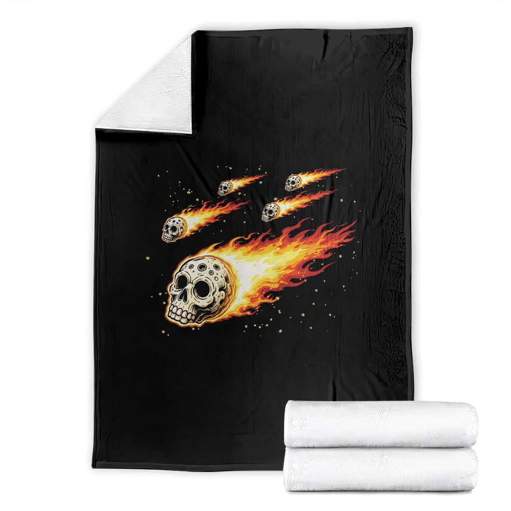 Skull Meteorite Throw Blanket Deep Space Asteroid Meteor Shower TS12 Black Print Your Wear