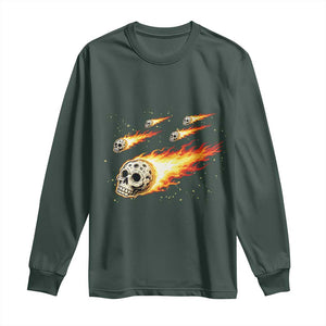 Skull Meteorite Long Sleeve Shirt Deep Space Asteroid Meteor Shower TS12 Dark Forest Green Print Your Wear