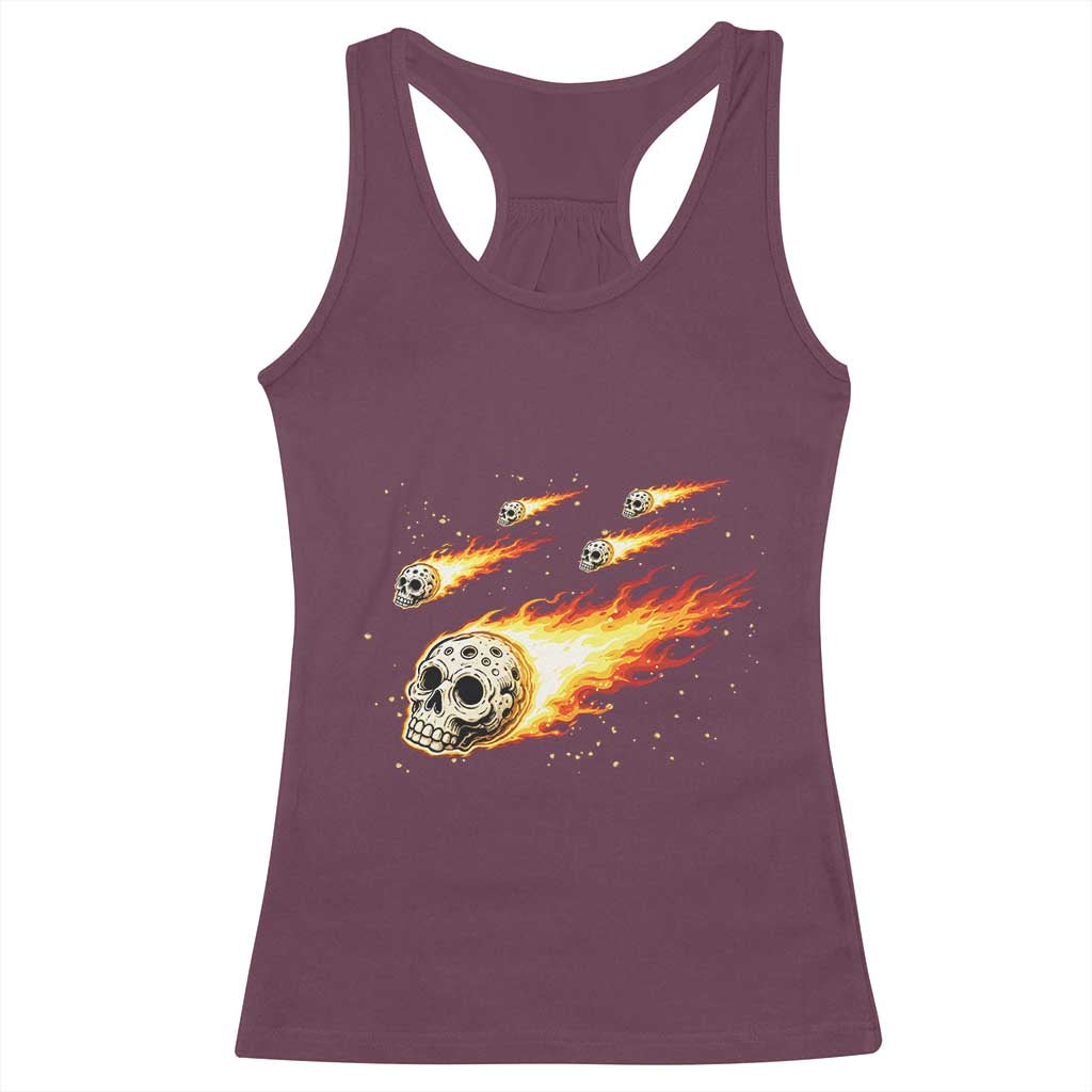 Skull Meteorite Racerback Tank Top Deep Space Asteroid Meteor Shower TS12 Maroon Print Your Wear
