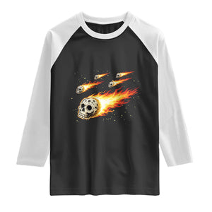 Skull Meteorite Raglan Shirt Deep Space Asteroid Meteor Shower TS12 Black White Print Your Wear