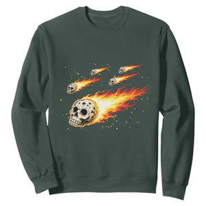 Skull Meteorite Sweatshirt Deep Space Asteroid Meteor Shower TS12 Dark Forest Green Print Your Wear