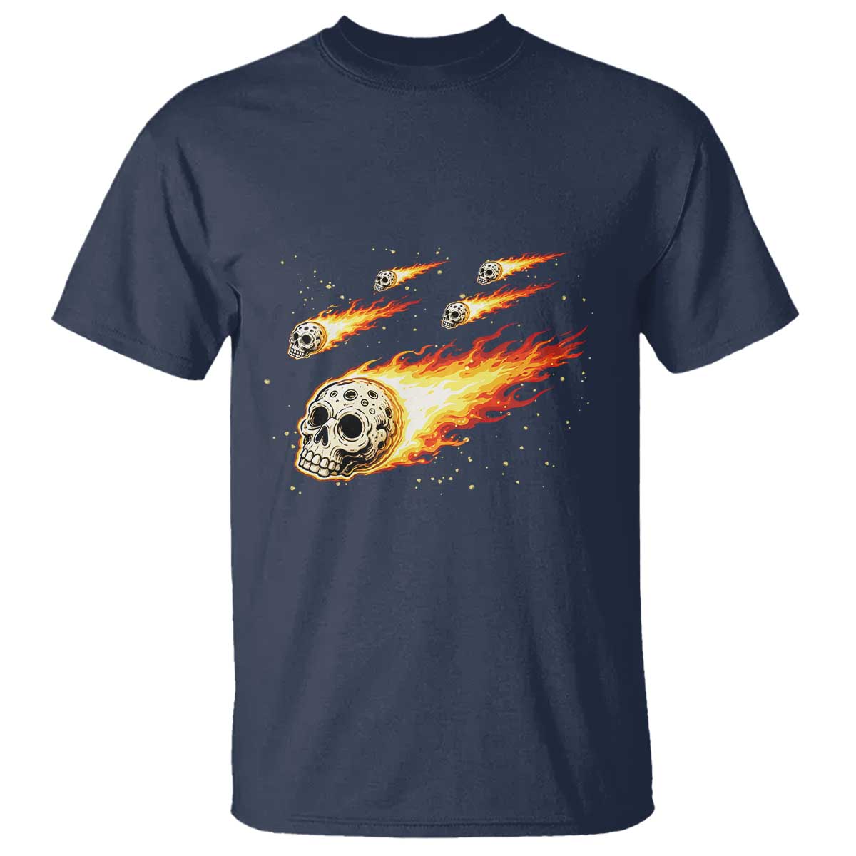 Skull Meteorite T Shirt Deep Space Asteroid Meteor Shower TS12 Navy Print Your Wear