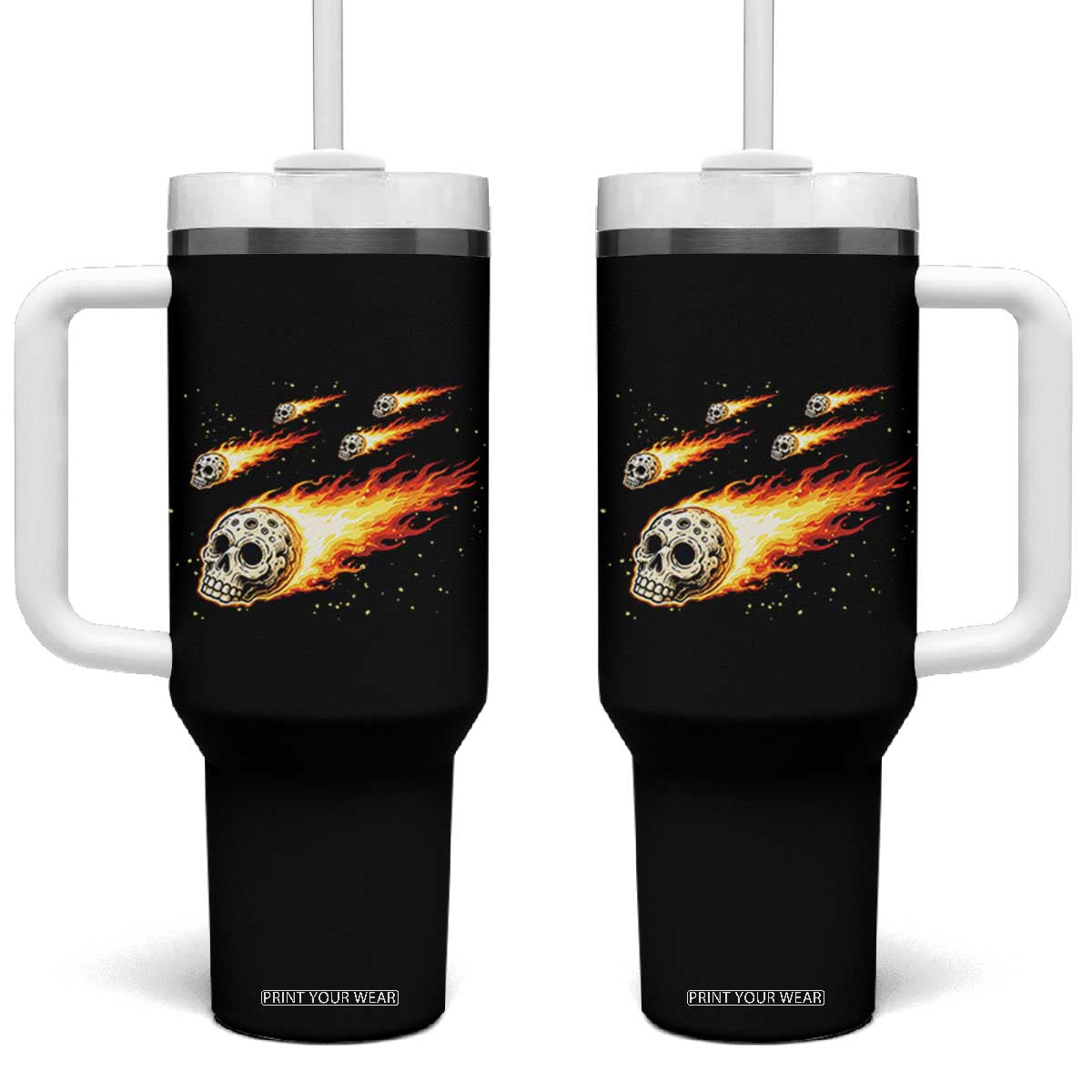 Skull Meteorite Tumbler With Handle Deep Space Asteroid Meteor Shower TS12 One Size: 40 oz Black Print Your Wear