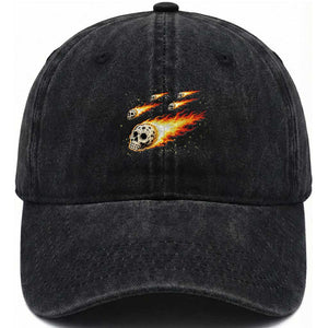 Skull Meteorite Washed Cotton Baseball Cap Deep Space Asteroid Meteor Shower TS12 Print Your Wear