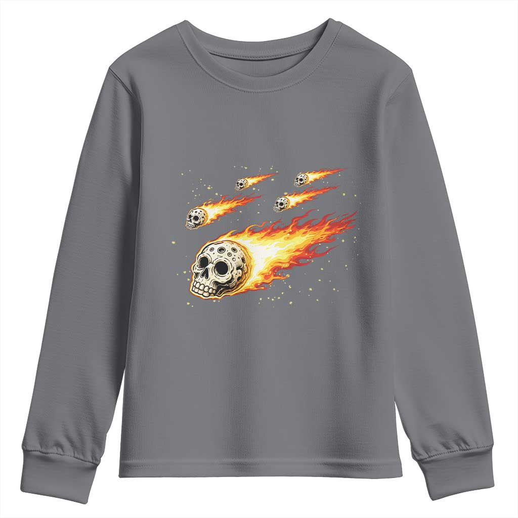 Skull Meteorite Youth Sweatshirt Deep Space Asteroid Meteor Shower TS12 Charcoal Print Your Wear