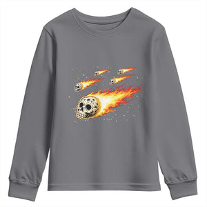 Skull Meteorite Youth Sweatshirt Deep Space Asteroid Meteor Shower TS12 Charcoal Print Your Wear